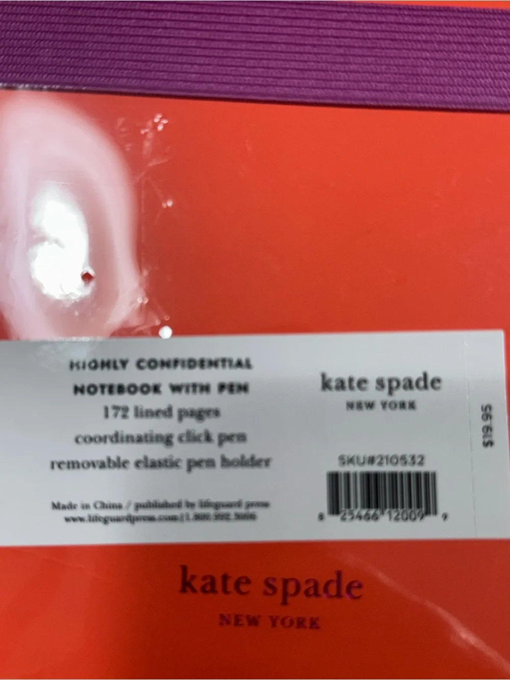 kate spade Orange Notebook with Purple & Pen Gift Set NEW